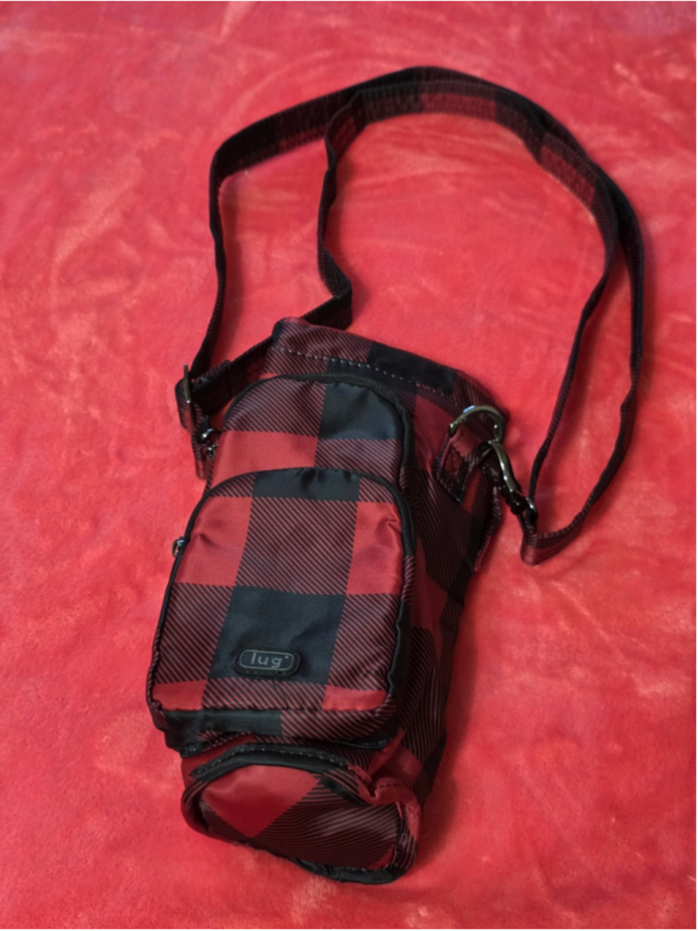 Lug Huggie Convertible Water Bottle Bag - Buffalo Check Red